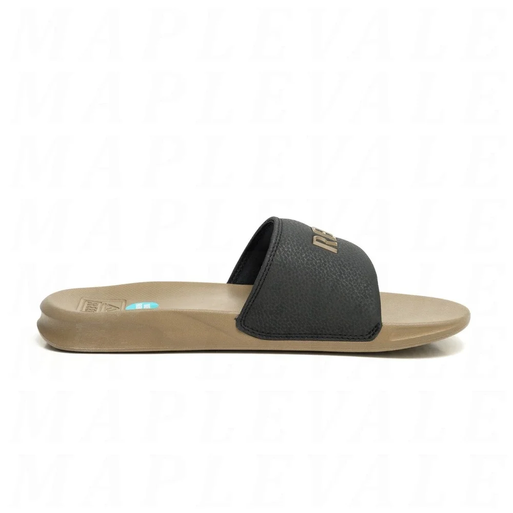 Reef One Slide Sandal - Men's Sz 8 - Black/Fossil Brown Beach Slides CJ5733 NWT
